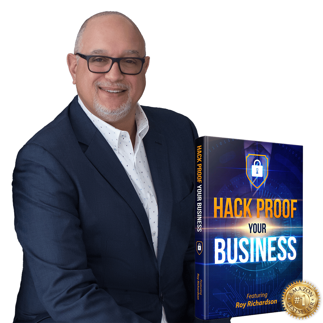 Roy Richardson with book Hack Proof Your Business